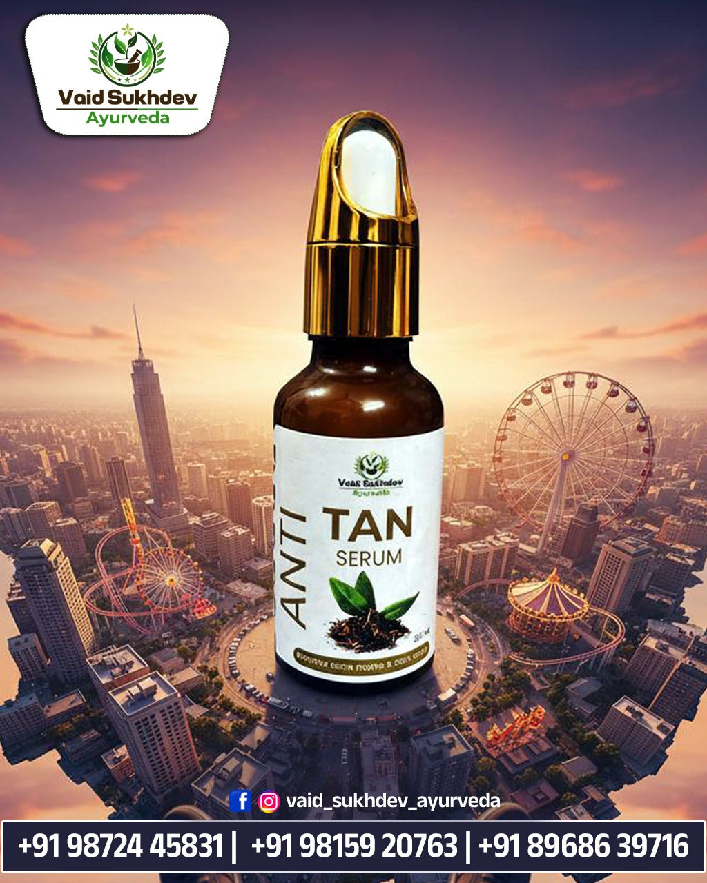 Vaid Sukhdev Ayurveda Anti Tan Serum – Natural Skin Brightening