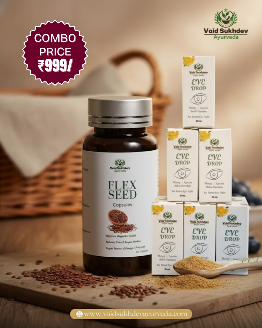 Flex Seed Capsules + Eye Drop Ayurvedic Combo | Only @999